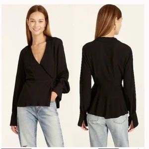 NWT J. Crew Drapey crepe wrap top black sz. 4